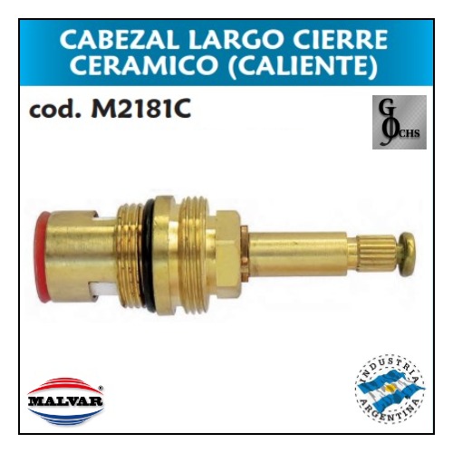 (M2181C) CABEZAL DE BRONCE LARGO CIERRE CERAMICO (CALIENTE) - SANITARIOS - CABEZALES